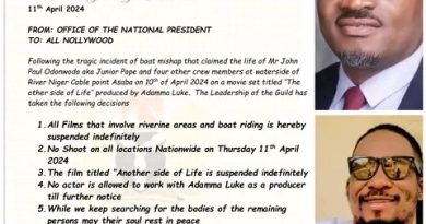 Actors Guild Confirms Death Of Junior Pope, Four Others In Boat Mishap…Suspends All Riverine Films Indefinitely