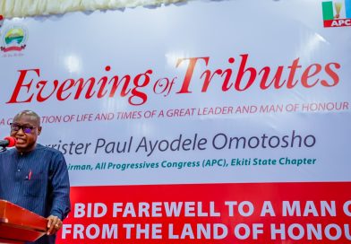 “You’ ll Not Walk Alone”,Oyebanji Assures Late APC Chairman’s Family … As Ex-Gov Fayemi, NASS Members, APC Leaders Eulogize Omotosho At Commendation Service
