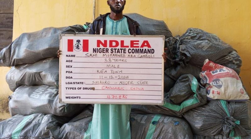 Fleeing Bandits’ Drug Supplier ‘Gamboli’ Arrested In Niger  ….As NDLEA Arrests Mother And Child Over 1,187 Kilogrammes Of Skunk Seizure In Ondo